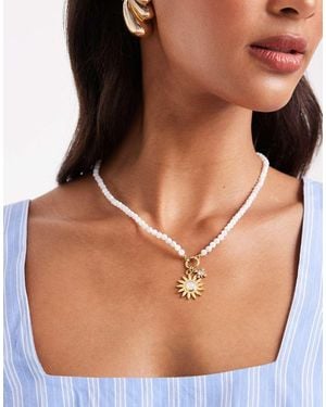 Accessorize Z Sun Pearl Necklace - Brown
