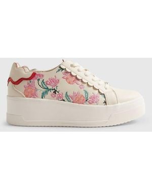 River Island Floral Print Platform Trainers - Natural