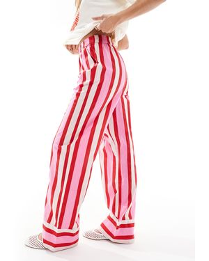 Pieces Wide Leg Pants - Red