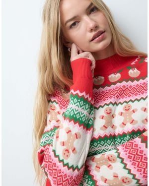 Threadbare Christmas Knitted High Neck Sweater - Red