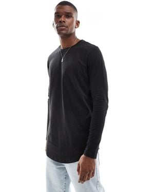 Jack & Jones Essentials – langärmliges longline-t-shirt - Schwarz