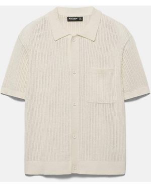Pull&Bear Knit Short Sleeve Shirt - White