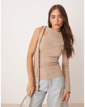 Pretty Lavish Asymmetric Sparkle Knit Top - Pink