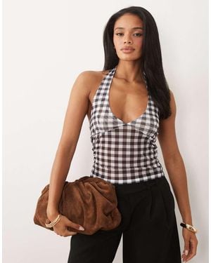 ASOS Sheer Mesh Halterneck Top - Multicolour