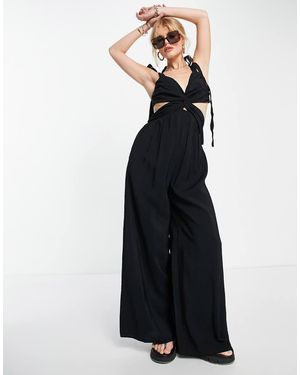 TOPSHOP Mono Largo Con Detalle Retorcido Y Tirantes Anudados De - Negro