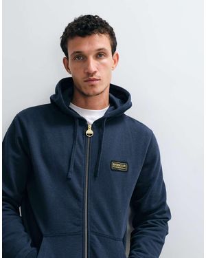 Barbour Sudadera Con Capucha Con Cremallera, Logo Gráfico Y Estampado Trasero - Azul