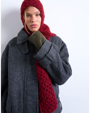 TOPSHOP Crochet Balaclava - Red