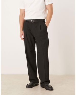 SELECTED Loose Fit Pleated Trouser - Black
