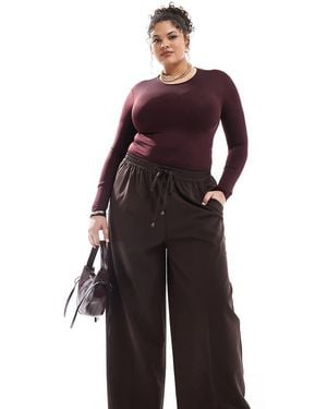 Yours Pull On Wide Leg Trousers - Purple