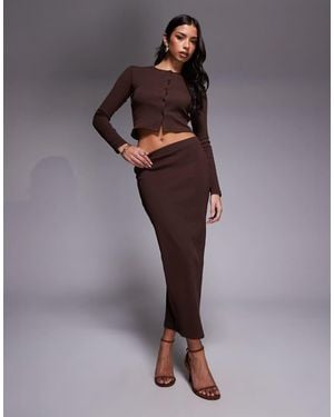 The Frolic Exclusive Ribbed Mid Waist Maxi Column Skirt - Purple