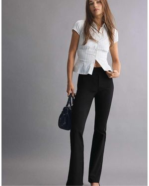 Stradivarius High-waist Bengaline Bell Bottom Trousers - Black