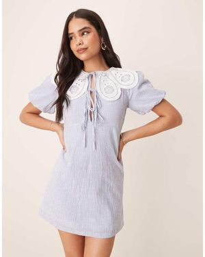 Nobody's Child Bessie Scallop Collar Detail Mini Smock Dress - White