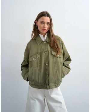 TOPSHOP Denim Balloon Jacket - Green