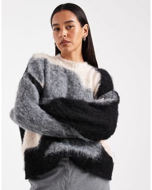 ASOS Abstract Brushed Oversized Jumper - Grey