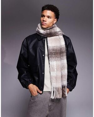 River Island Brushed Check Scarf - Grey