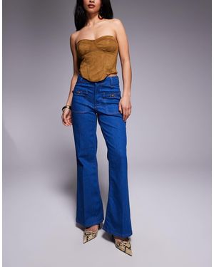 River Island Relaxed Flare Jean - Blue