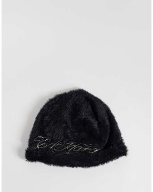 Ed Hardy Script Brushed Beanie - Blue