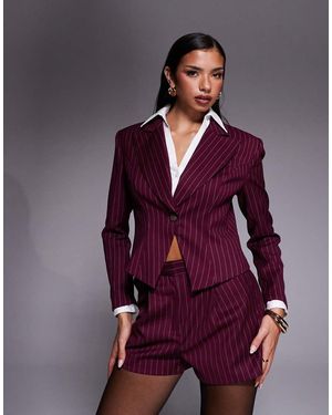 River Island Blazer Taglio Corto Aderente Bordeaux - Viola