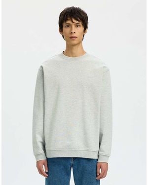 SELECTED Sudadera Gris Claro Melange De - Blanco