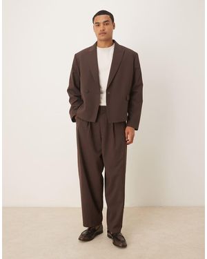 ASOS Barrel Leg Suit Trousers - Brown