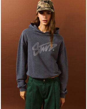 Pull&Bear Stwd sweatshirt mit strass-grafik - Blau