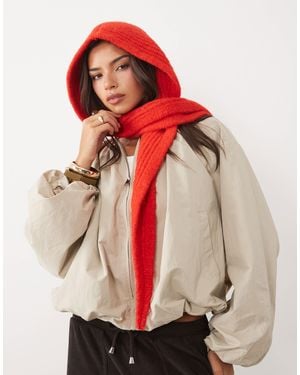 ASOS Knitted Hooded Scarf - Red