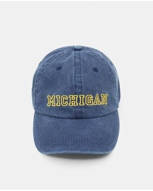Pull&Bear Michigan Graphic Cap - Blue