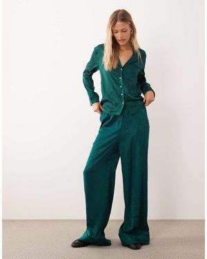 Sister Jane Satin Wide Leg Pyjama Trouser Co-ord - Green