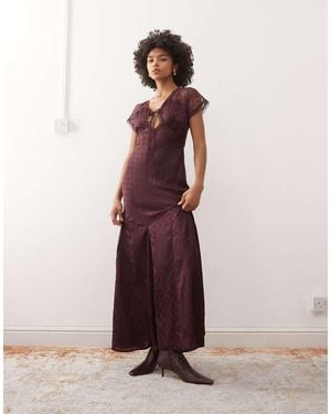 Reclaimed Vintage Maxi Day Dress With Lace Inserts - Purple