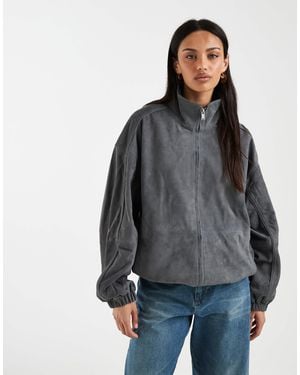 ASOS Real Suede Funnel Neck Jacket - Gray