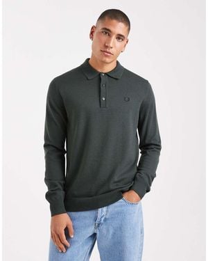 Fred Perry Knitted Polo Jumper - Grey