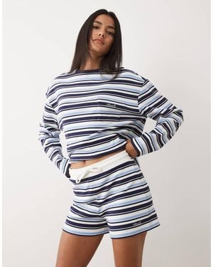 4th & Reckless Shorts De Conjunto Con Cintura Elástica Y Alto Contenido De Algodón En Raya Azul Marino