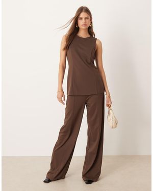 Mango Misuri Pleat Front Tailored Trouser Co-ord - Brown
