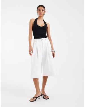 ASOS Denim Pleated Culotte - White