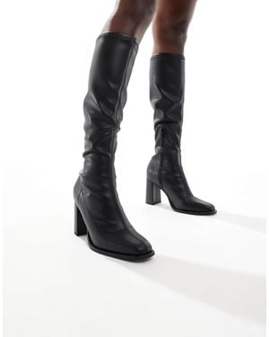 London Rebel Paige Knee High Sock Boot - White