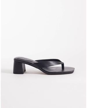 ASOS Hideout Leather Block Heeled Toe Thong Sandals - White