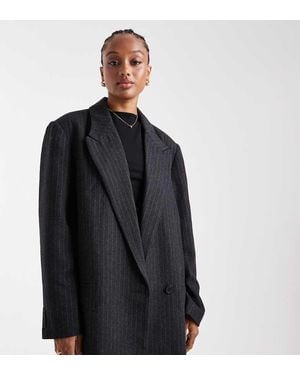 ASOS Asos Design Tall Wool Blend Pinstriped Formal Blazer - Black