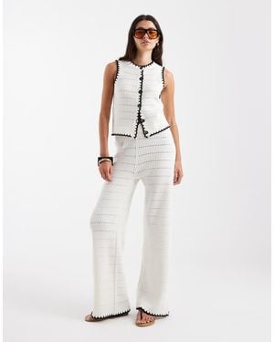 New Look Co-ord Blanket Stitch Trousers - White