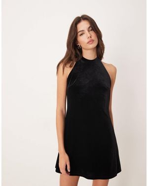 Nobody's Child Halter Neck Velvet Mini Dress - Black