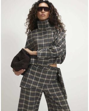 River Island Check Funnel Neck Bomber Jacket - Grey