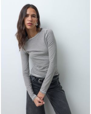 ASOS Soft Crew Neck Long Sleeve Top - Gray