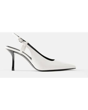 Pull&Bear Slingback Schoenen Met Hoge Hak - Wit