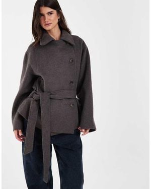 ASOS Low Belt Short Trench Coat With Wool - Brown