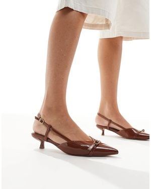 schuh Sybill Kitten Heel Slingback Shoes - Brown