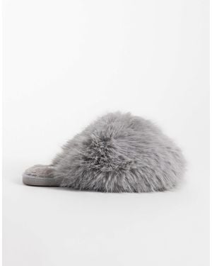 SEQWL Smarties Fluffy Pom Pom Slippers - Grey