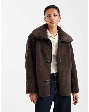 New Look Bonded Borg Jacket - Brown