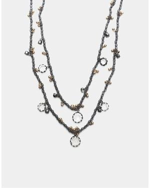 Stradivarius Collana Con Perline Grigia - Bianco