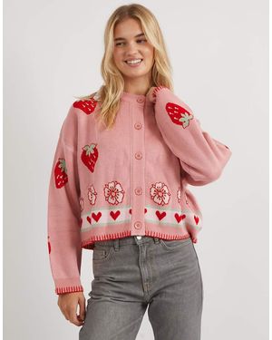 Skinnydip London Strawberry Shortcake 3D Knitted Cardigan - Red