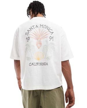 Pull&Bear Overhemd Met Santa Monica-Print Op De Achterkant - Wit