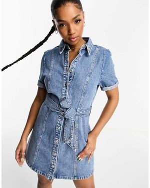 Stradivarius Vestito Camicia Di Jeans Azzurro - Blu